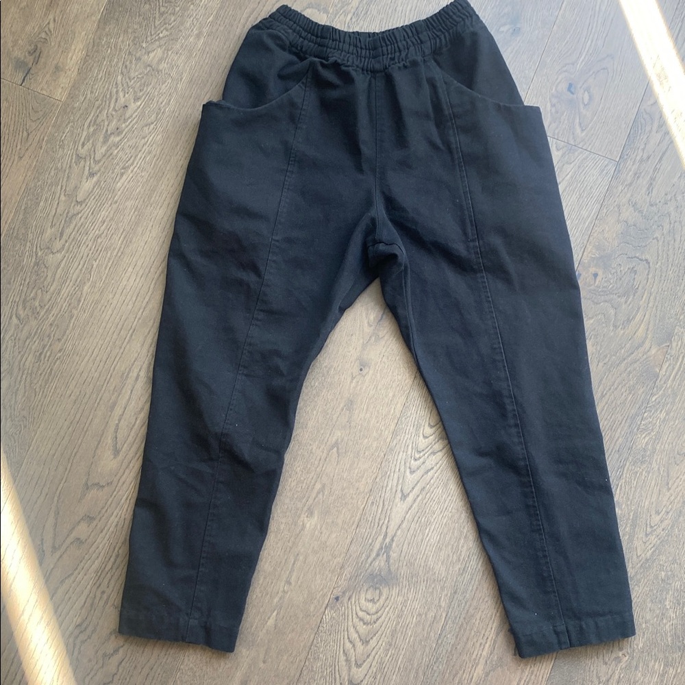 Elizabeth Suzann Clyde Cotton Canvas Pant Black in size 2 Short